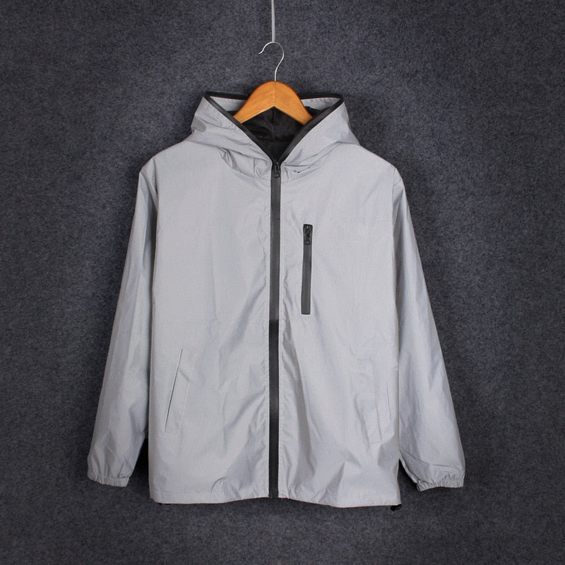 Night Reflective Waterproof Jackets Double fabric Windbreaker