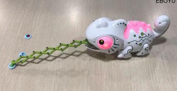 RC Robotic Chameleon Toy with Multi Colored LED Lights and Bug Catching Action